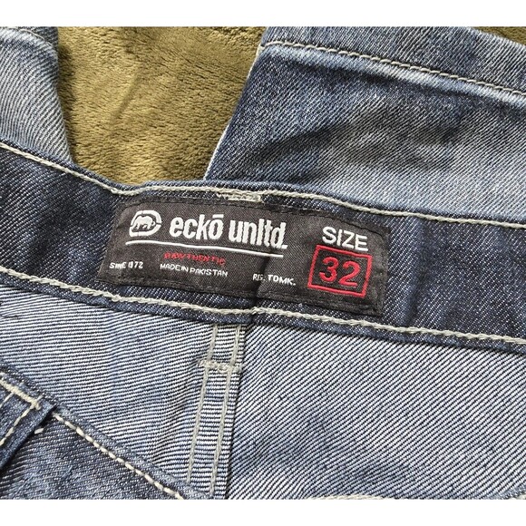 Ecko Unltd Men's Blue Denim Jean Shorts Size 32 Distressed Grunge - Picture 5 of 5